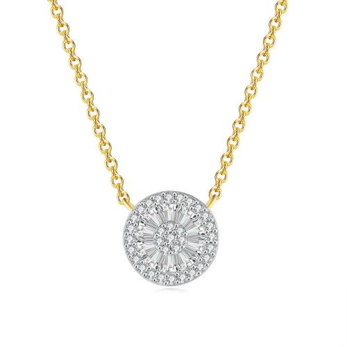 Brass Necklace, with 2inch extender chain, plated & micro pave cubic zirconia & for woman Approx 15.7 Inch 
