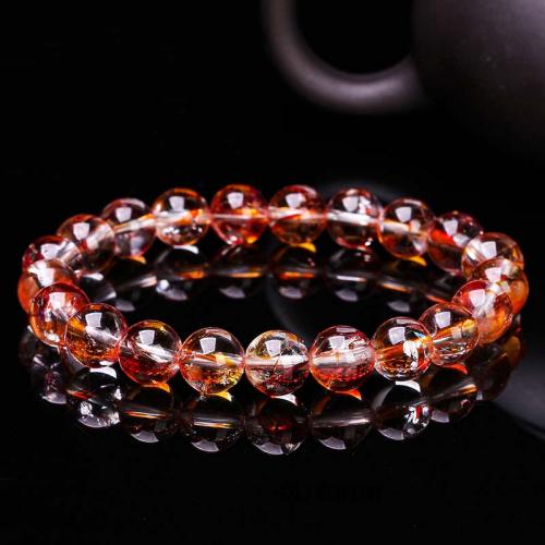 Bracelets quartz, Cristal naturel, Rond, bijoux de mode & unisexe & normes différentes pour le choix, orange Environ 18 cm, Vendu par PC