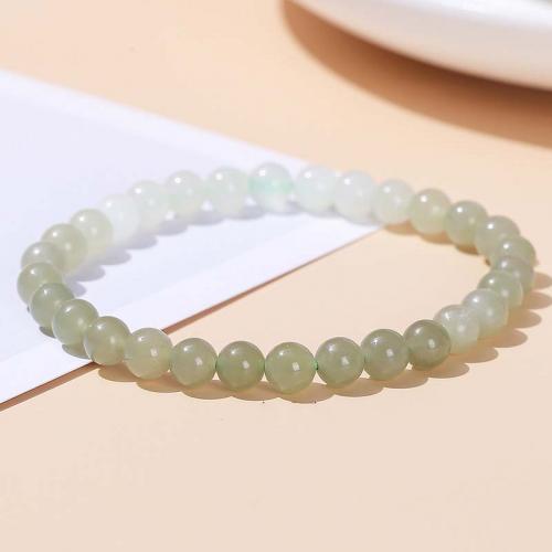 Jade Bracelets, Hetian Jade, Round, fashion jewelry & gradient color & Unisex, mixed colors, 6mm Approx 18 cm 