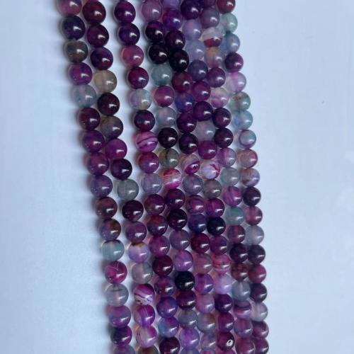 Natürliche Streifen Achat Perlen, rund, poliert, DIY & verschiedene Größen vorhanden, violett, verkauft von Strang