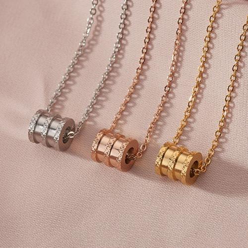 Titanium Steel Jewelry Necklace, with 5cm extender chain, Column, Vacuum Ion Plating, fashion jewelry & for woman nickel, lead & cadmium free Approx 40 cm 