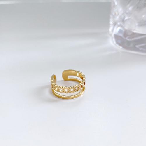 Titanium Steel Finger Ring, Vacuum Ion Plating, fashion jewelry & for woman, golden, nickel, lead & cadmium free 