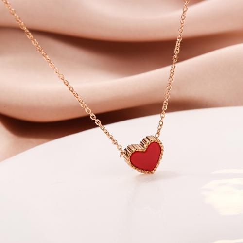Titanium Steel Jewelry Necklace, with Resin, with 5cm extender chain, Heart, Vacuum Ion Plating, fashion jewelry & for woman, mixed colors, nickel, lead & cadmium free Approx 40 cm 