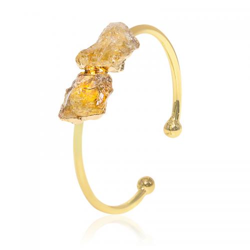 Quartz Bracelets, Citrine, with Brass, irregular, gold color plated, fashion jewelry & Unisex, yellow Inner Approx 55mm [