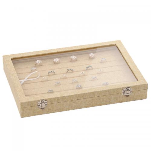 Boîte à bijoux multifonctions, Fibreboard de densité moyenne, avec Toile de lin, rectangle, Anti-poussière & styles différents pour le choix Environ Vendu par lot[
