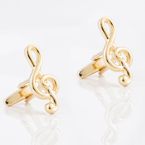 Brass Cufflinks, Music Note, gold color plated, for man 