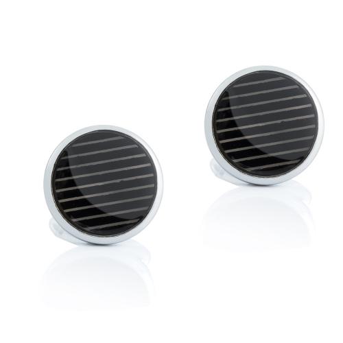 Brass Cufflinks, Round, silver color plated, for man 
