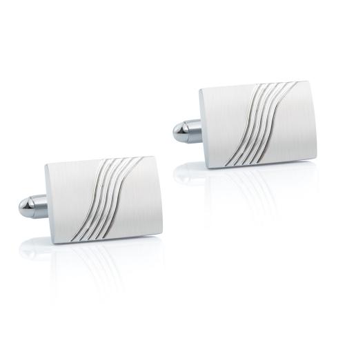 Brass Cufflinks, Rectangle, silver color plated, for man 