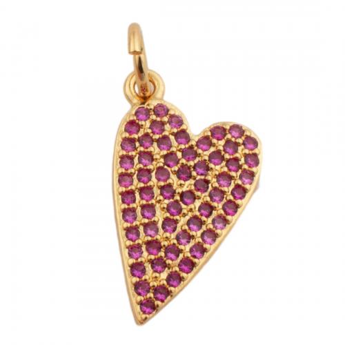 Cubic Zirconia Micro Pave Brass Pendant, Heart, fashion jewelry & micro pave cubic zirconia & for woman, golden Approx 3mm 