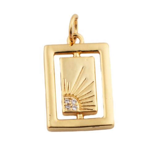 Cubic Zirconia Micro Pave Brass Pendant, fashion jewelry & Unisex & micro pave cubic zirconia, golden Approx 3.5mm 