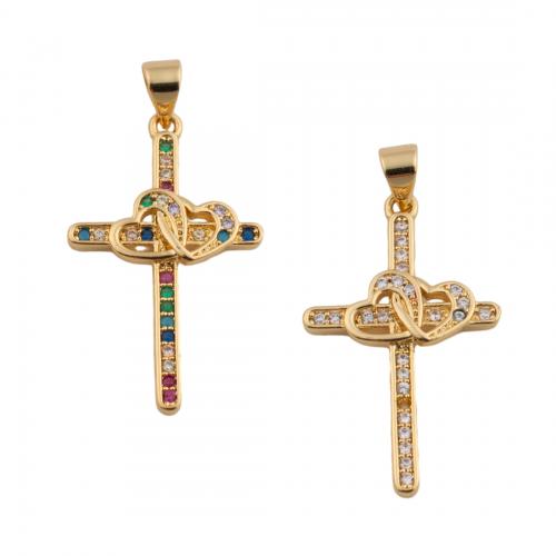 Cubic Zirconia Micro Pave Brass Pendant, Cross, fashion jewelry & Unisex & micro pave cubic zirconia Approx 3mm 