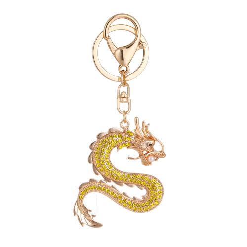 Zinc Alloy Key Clasp, Dragon, gold color plated, Unisex & with rhinestone [