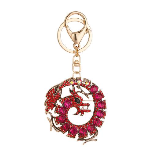 Zinc Alloy Key Clasp, Dragon, gold color plated, Unisex & with rhinestone 