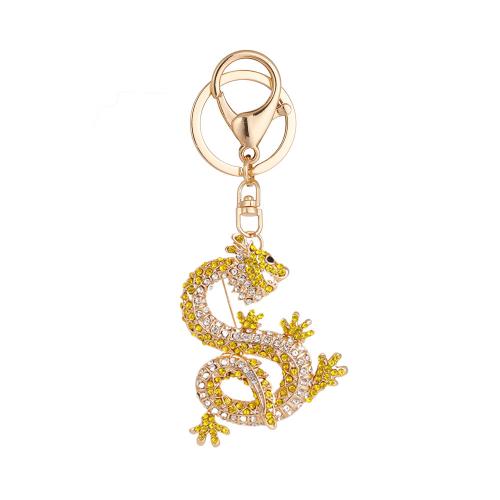 Zinc Alloy Key Clasp, Dragon, gold color plated, Unisex & with rhinestone 