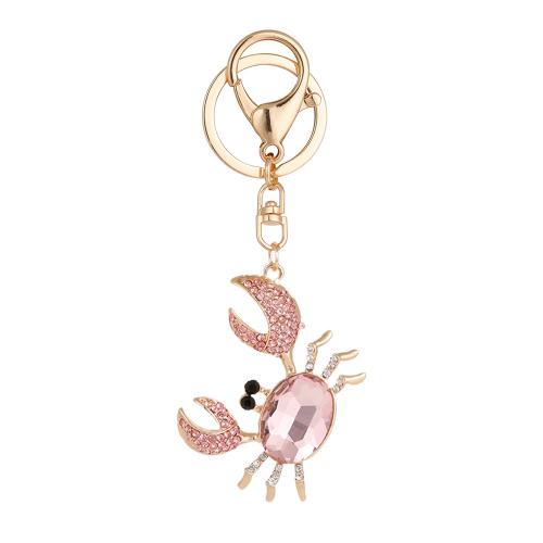 Zinc Alloy Key Clasp, Crab, gold color plated, Unisex & with rhinestone 