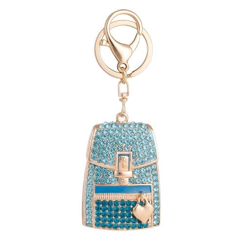 Zinc Alloy Key Clasp, Backpack, gold color plated, Unisex & with rhinestone 
