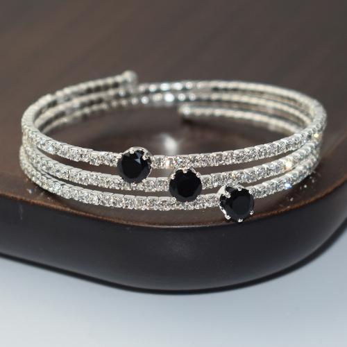 bracelet en alliage zinc à stras ,, alliage de zinc, avec perle de plastique, bijoux de mode & styles différents pour le choix & pavé de micro zircon & pour femme & avec strass, Or .5cm, Vendu par PC