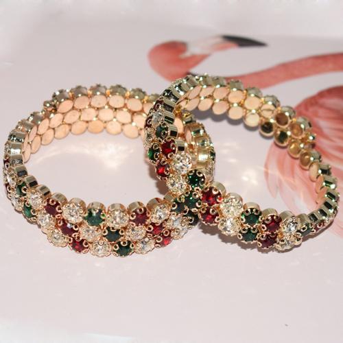 Rhinestone Zinc Alloy Bangle, plated, fashion jewelry & for woman & with rhinestone, gold .5cm 