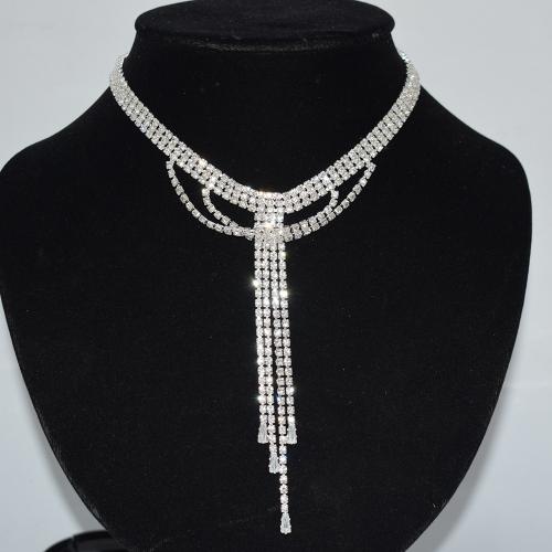 Fashion Fringe Necklace, Zinc Alloy, with 7cm extender chain & micro pave cubic zirconia & for woman & with rhinestone Approx 30 cm 
