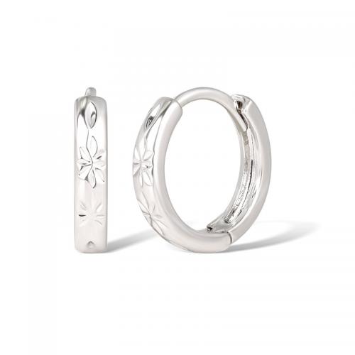 Brass Huggie Hoop Earring, plated, for woman, platinum color 