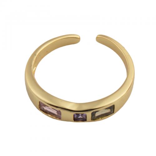 Цирконий Micro Pave Латунь палец кольцо, ювелирные изделия моды & Мужская & инкрустированное микро кубического циркония, Золотой, inner diameter 19mm, продается PC