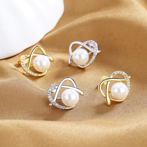 South Sea Shell Stud Earrings, Brass, with Shell Pearl, plated, fashion jewelry & for woman 