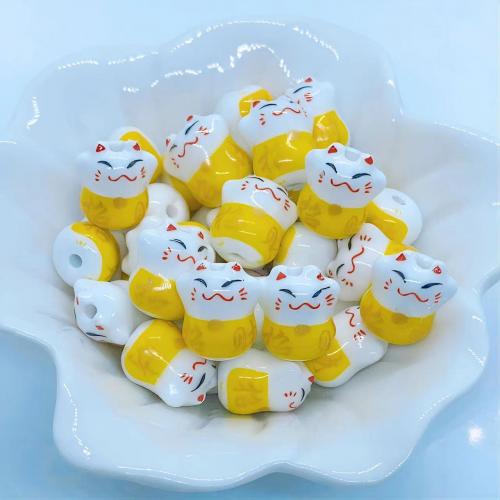 Tierische Porzellan Perlen, Katze, DIY, keine, 15mm, 100PCs/Tasche, verkauft von Tasche