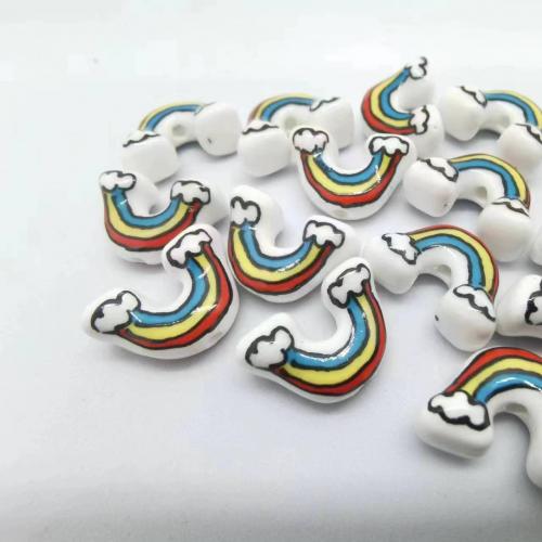 Plating Porzellan Bead, Regenbogen, DIY, keine, 12x13mm, 100PCs/Tasche, verkauft von Tasche