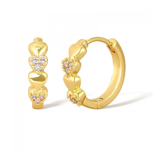 Cubic Zirconia Micro Pave Brass Earring, plated, micro pave cubic zirconia & for woman, golden 
