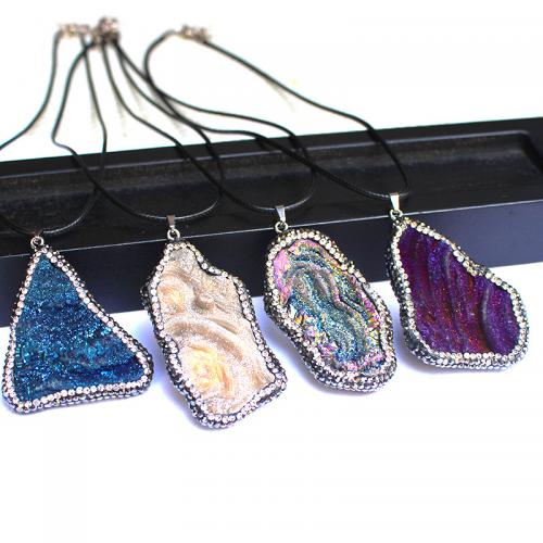 Ice Quartz Agate Pendants, with Rhinestone Clay Pave, irregular, druzy style & DIY Length about 15-35mm,Hight about 25-50mm 