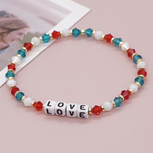 Acrylic Bracelets, Crystal, with Polymer Clay & Zinc Alloy & Acrylic, gold color plated, fashion jewelry & for woman Approx 18 cm 