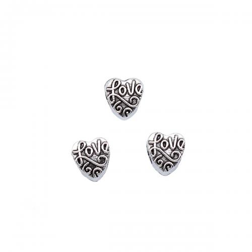 Zinc Alloy Large Hole Beads, Heart, antique silver color plated, fashion jewelry & DIY 