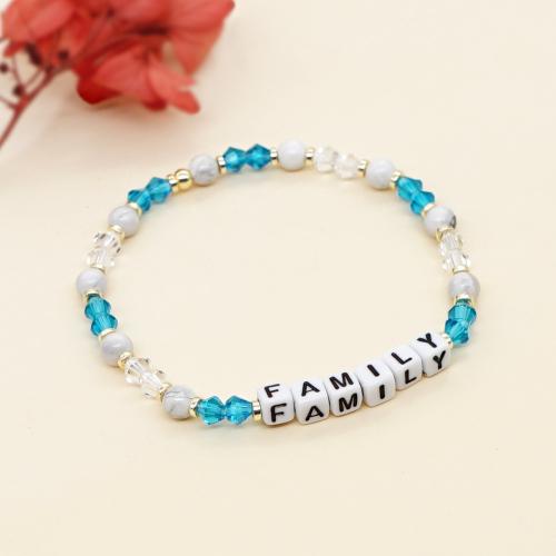 Acrylic Bracelets, with Crystal & Zinc Alloy, Square, gold color plated, fashion jewelry & for woman, mixed colors Approx 18 cm 