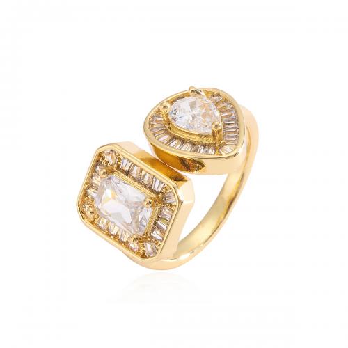 Cubic Zircon Brass Finger Ring, real gold plated, fashion jewelry & micro pave cubic zirconia & for woman 