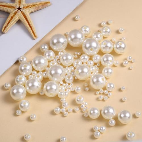 ABS Plastic Beads, ABS Plastic Pearl, Round, DIY white, Approx 