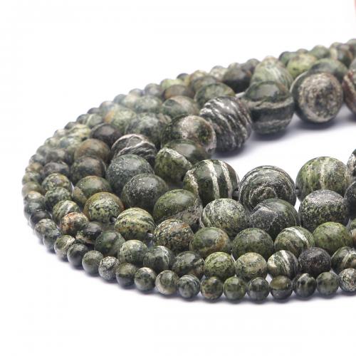 Zebra-Jaspis Perle, Zebra Jaspis, rund, DIY & verschiedene Größen vorhanden, grün, Bohrung:ca. 1mm, Länge:ca. 38 cm, verkauft von Strang