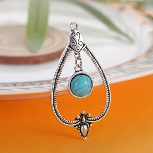 Turquoise Zinc Alloy Pendants, with turquoise, plated, DIY, silver color [