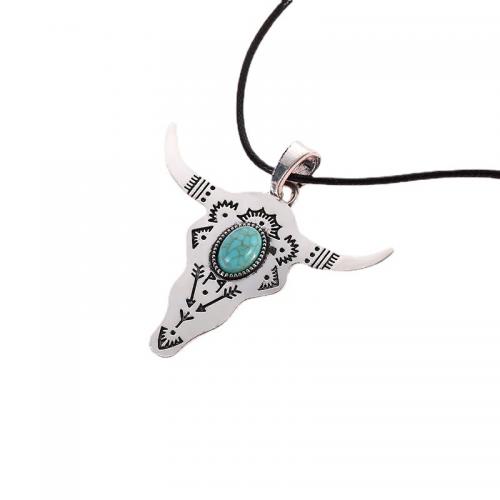 Turquoise Zinc Alloy Pendants, with turquoise, plated, DIY silver color [