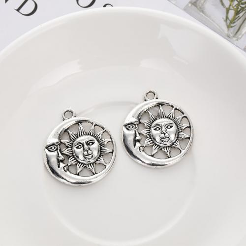 Zinc Alloy Jewelry Pendants, Round, plated, DIY, silver color 