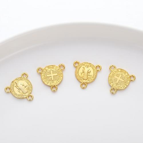 Zinc Alloy Charm Connector, Round, plated, DIY, gold 