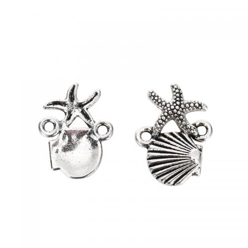 Zinc Alloy Charm Connector, Shell, plated, DIY, silver color 