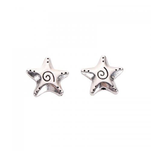 Zinc Alloy Star Beads, plated, DIY silver color 