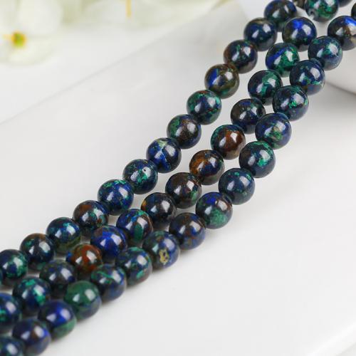 Single Gemstone Beads, Azurite, Round, DIY blue 