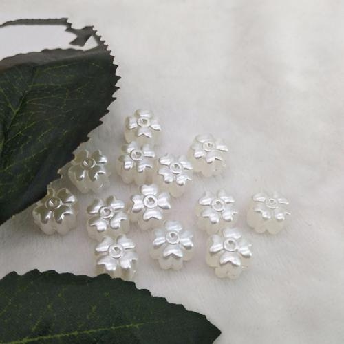 ABS Plastic Pearl Beads, Four Leaf Clover, painted, DIY, white Approx [
