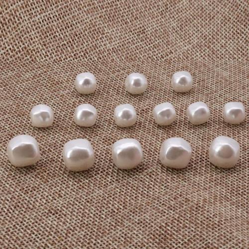 ABS Plastic Pearl Beads, Square, painted, DIY white, Approx 