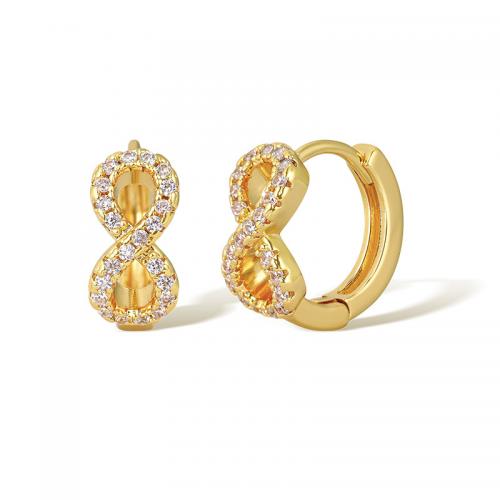 Cubic Zirconia Micro Pave Brass Earring, plated, micro pave cubic zirconia & for woman, gold 