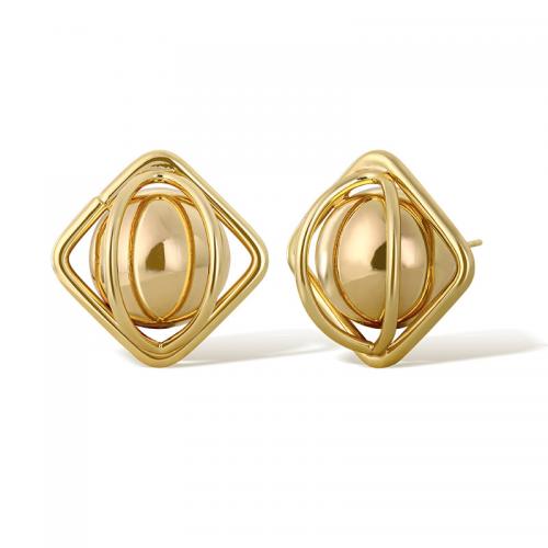 Brass Stud Earring, plated, for woman, gold 