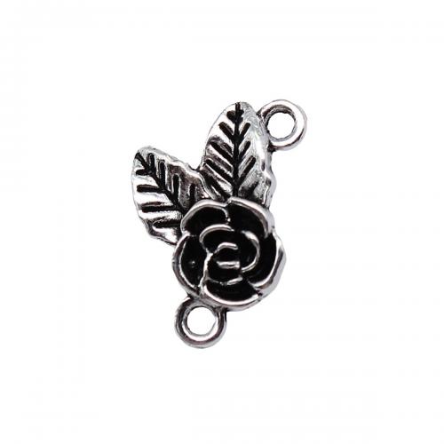 Flower Zinc Alloy Connector, antique silver color plated, fashion jewelry & DIY & 1/1 loop 