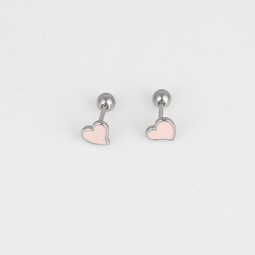 Stainless Steel Belly Ring, 316 Stainless Steel, Heart, fashion jewelry & Unisex & enamel, pink, nickel, lead & cadmium free 