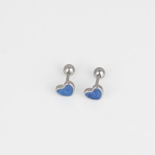 Stainless Steel Belly Ring, 316 Stainless Steel, Heart, fashion jewelry & Unisex & enamel, blue, nickel, lead & cadmium free 